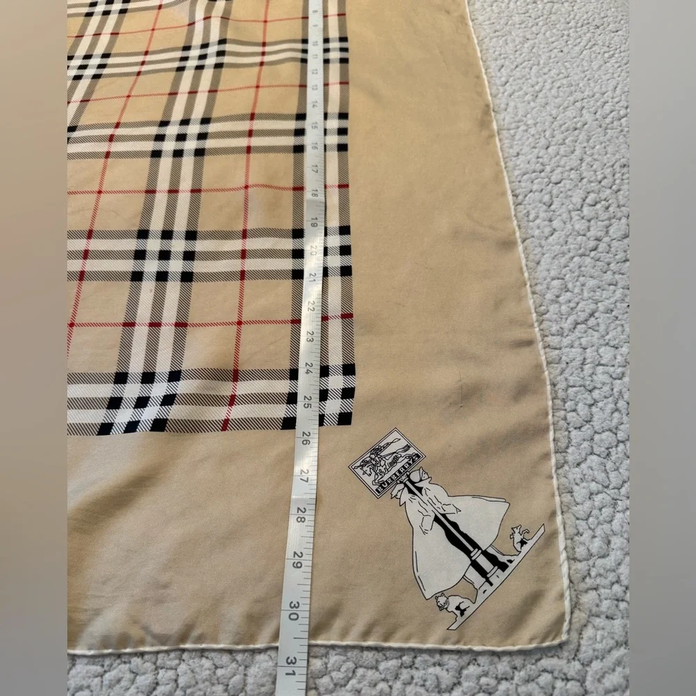 VTG Burberry Silk Checked Square Scarf - Picture 6 of 7